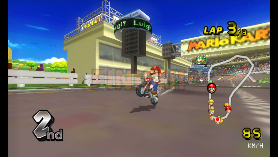 Bike wheelie on the final lap