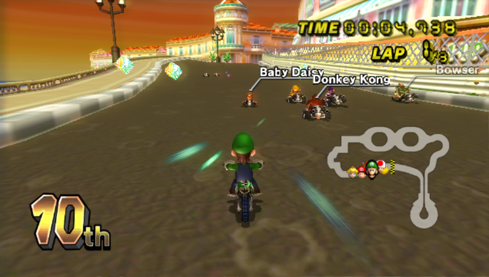 Luigi in race on Daisy Circuit